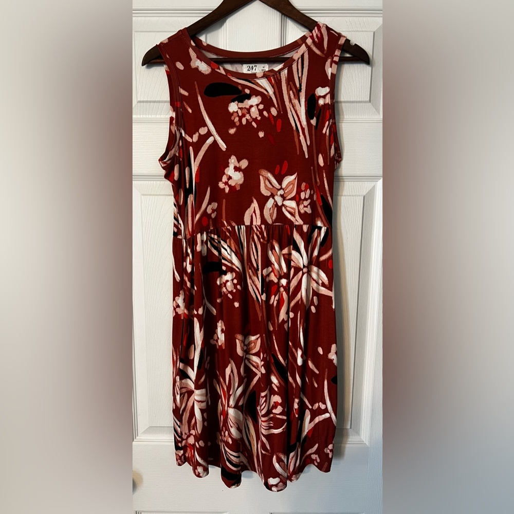 Maurices burnt orange and White Abstract Print dress
